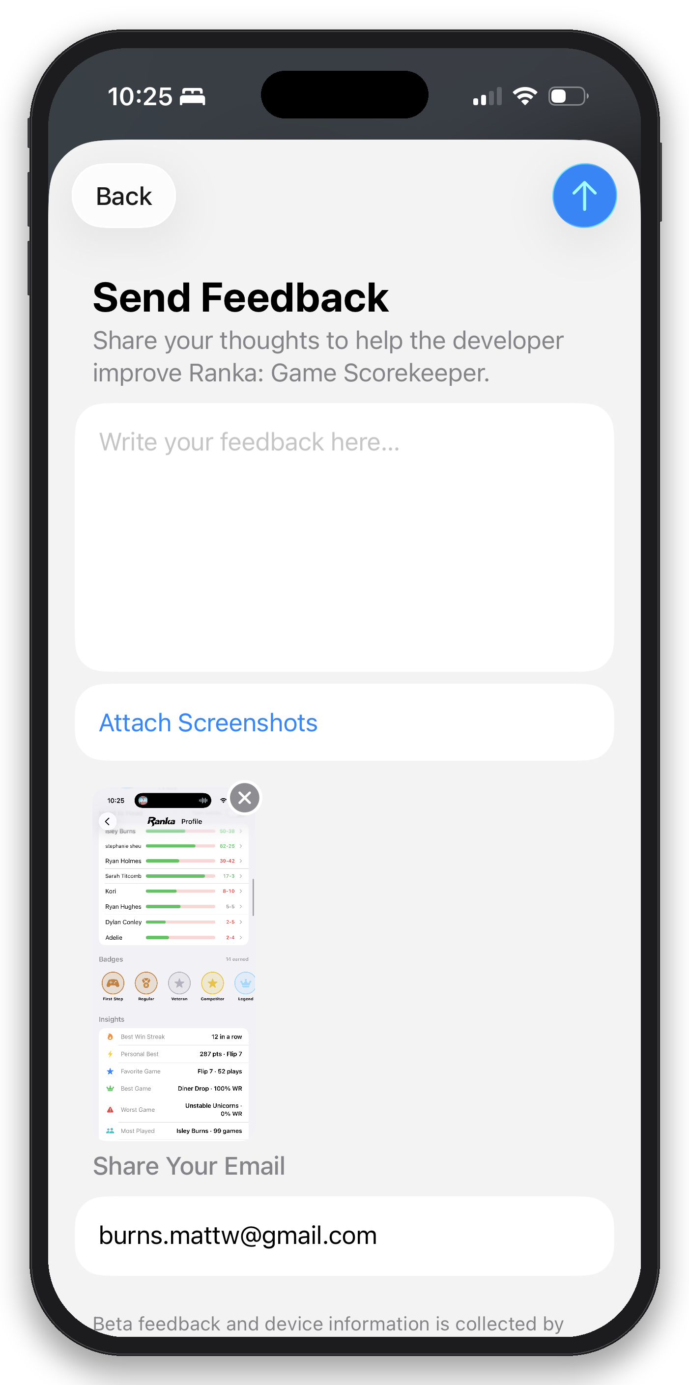 Take beta screenshots & send feedback screenshot